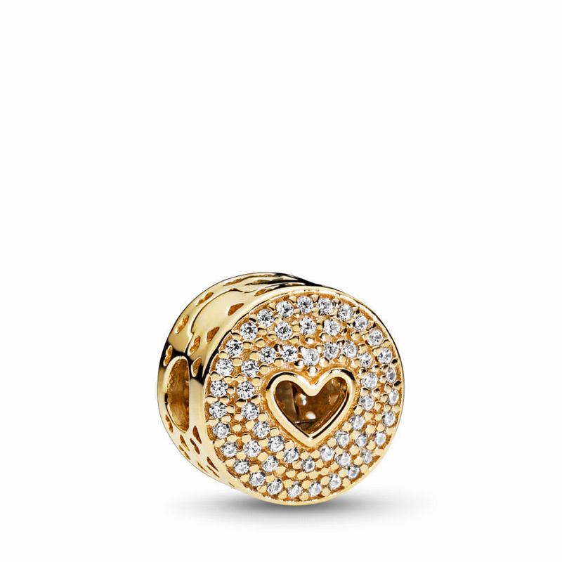 Pandora Heart Of Luxury Clip Charm - Yellow Gold 14 K/Cubic Zirconia - Canada | RT2489TW